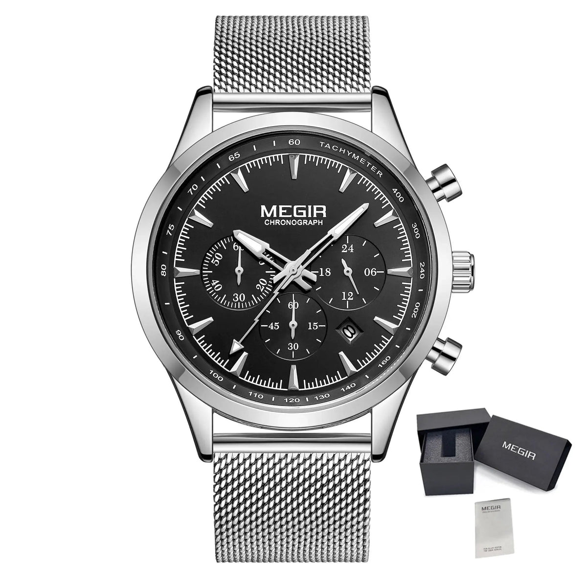 MEGIR Fashion Watch for Men Top Luxury Big Dial Business Quartz Watches Waterproof Steel Wrist Watch Clock Relogio Masculino 2153 by MEGIR WATCH GROUP
