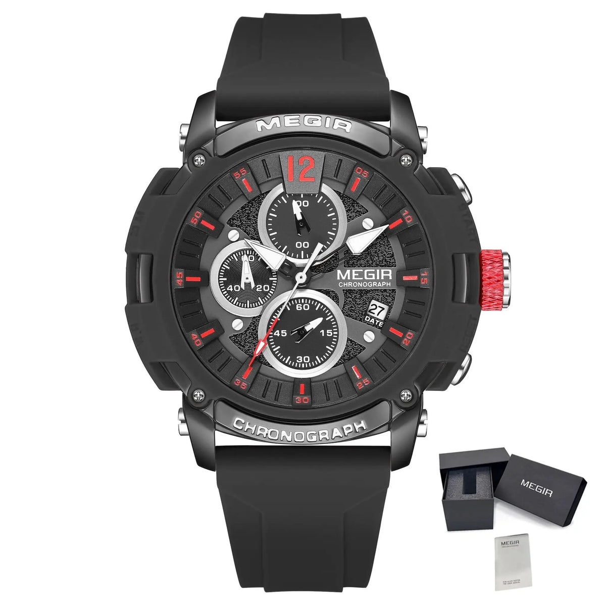 MEGIR Fashion Military Watch for Men Silicone Strap Sport Quartz Chronograph Waterproof Male Clock Wristwatch Reloj Hombre 2208 by MEGIR WATCH GROUP