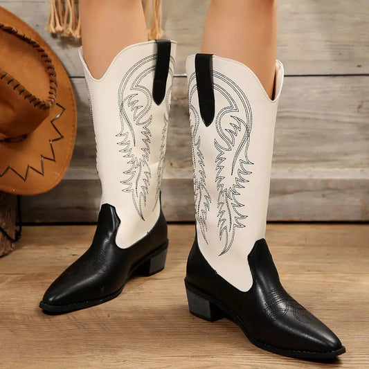 Point Toe Block Heels Boots by Partner Label