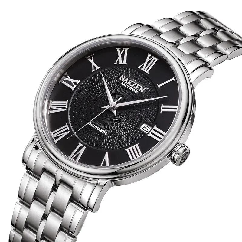 NAKZEN 7002 Men Classic Automatic Mechanical Watches Brand Luxury Man Stainless Steel Wristwatch Clock Relogio Masculino Miyota 9015 by MEGIR WATCH GROUP