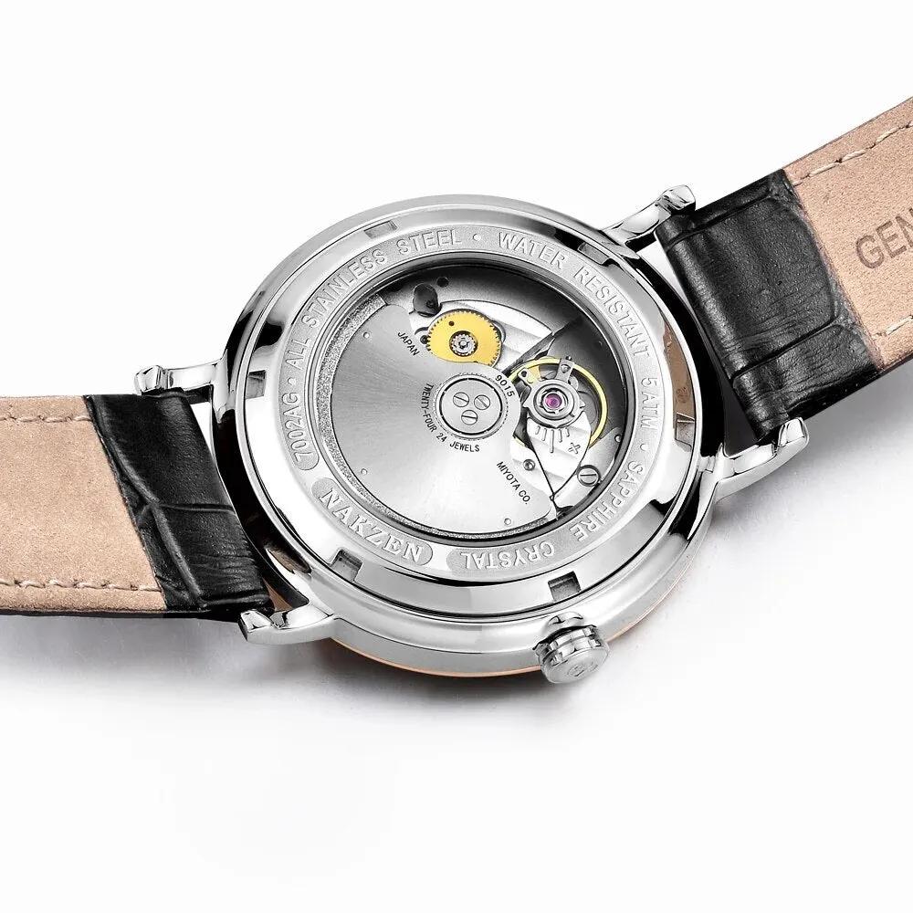 NAKZEN 7002 Men Business Automatic Mechanical Watches Brand Luxury Leather Man Wrist Watch Male Clock Relogio Masculino Miyota 9015 by MEGIR WATCH GROUP