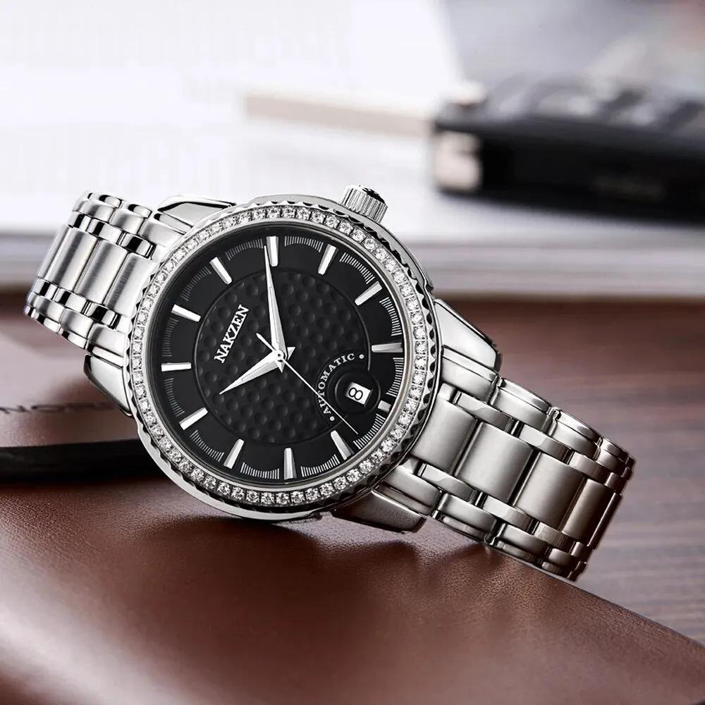 NAKZEN Men Mechanical Watch Men's Automatic Miyota 8215 Movement Diamond Watches Sapphire Wrist Watch Male Waterproof Clock 6020 by MEGIR WATCH GROUP