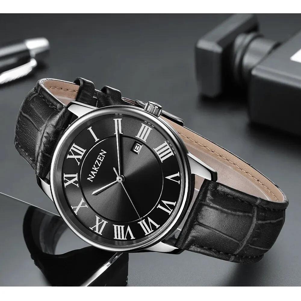 New NAKZEN Top Brand Luxury Fashion Mens Watches Big Dia Stainless Steel Quartz Watch Men Sport Male Clock Relogio Masculino 4090 by MEGIR WATCH GROUP