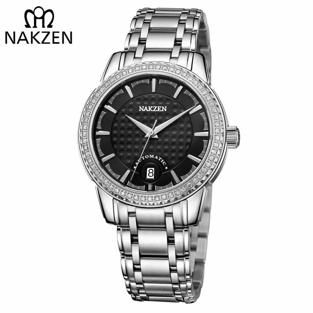 NAKZEN Men Business Mechanical Watch Men's Automatic Miyota 8215 Movt Diamond Watches Sapphire Wrist Watch Waterproof Clock 6020 by MEGIR WATCH GROUP