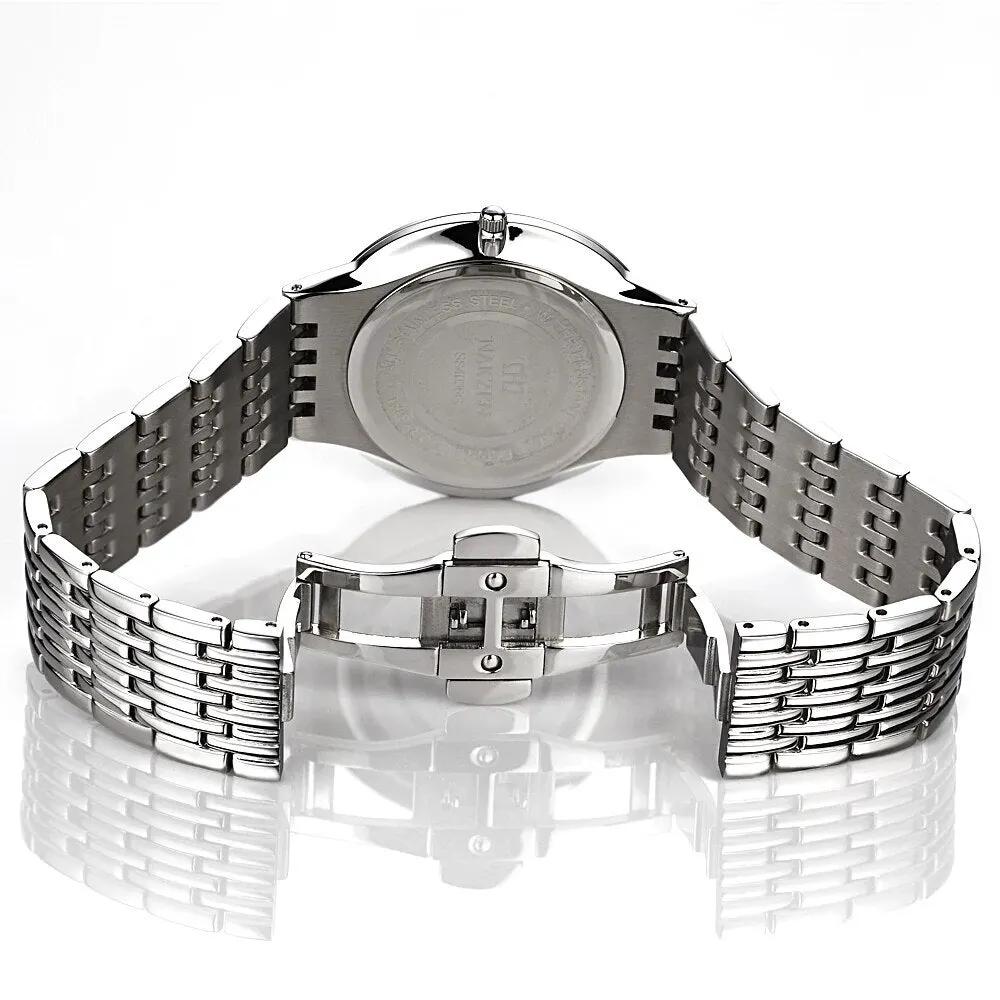 NAKZEN Commerce Diamond Men Watch Famous Luxury Brand Sapphire Watches Men's Stainless Steel Simple Black Gold Watch Male Clock 4036 by MEGIR WATCH GROUP