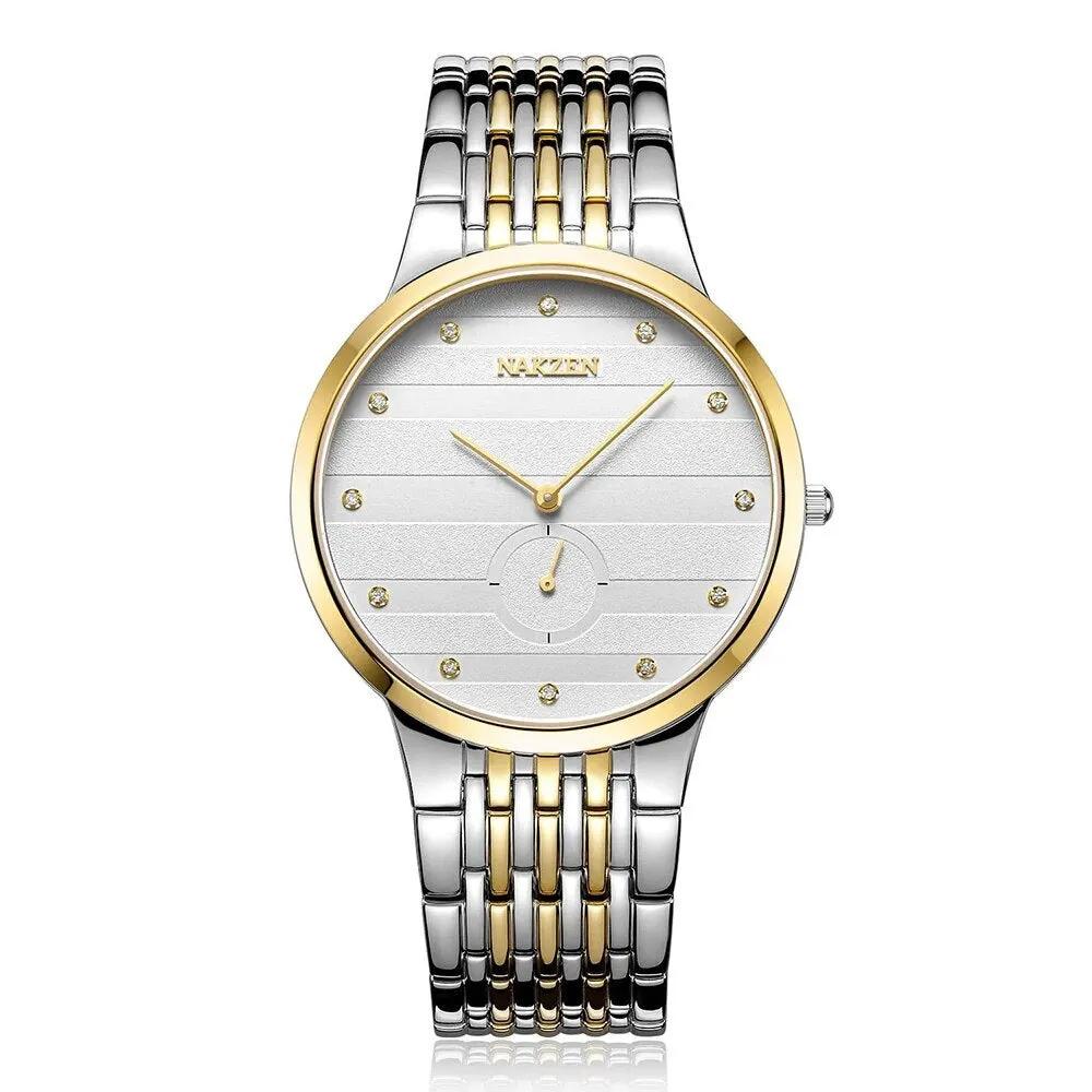 NAKZEN Diamond Men Watch Luxury Brand Sapphire Watches Mens Stainless Steel Black Gold Wristwatch Male Clock Relogio Masculino 4036 by MEGIR WATCH GROUP