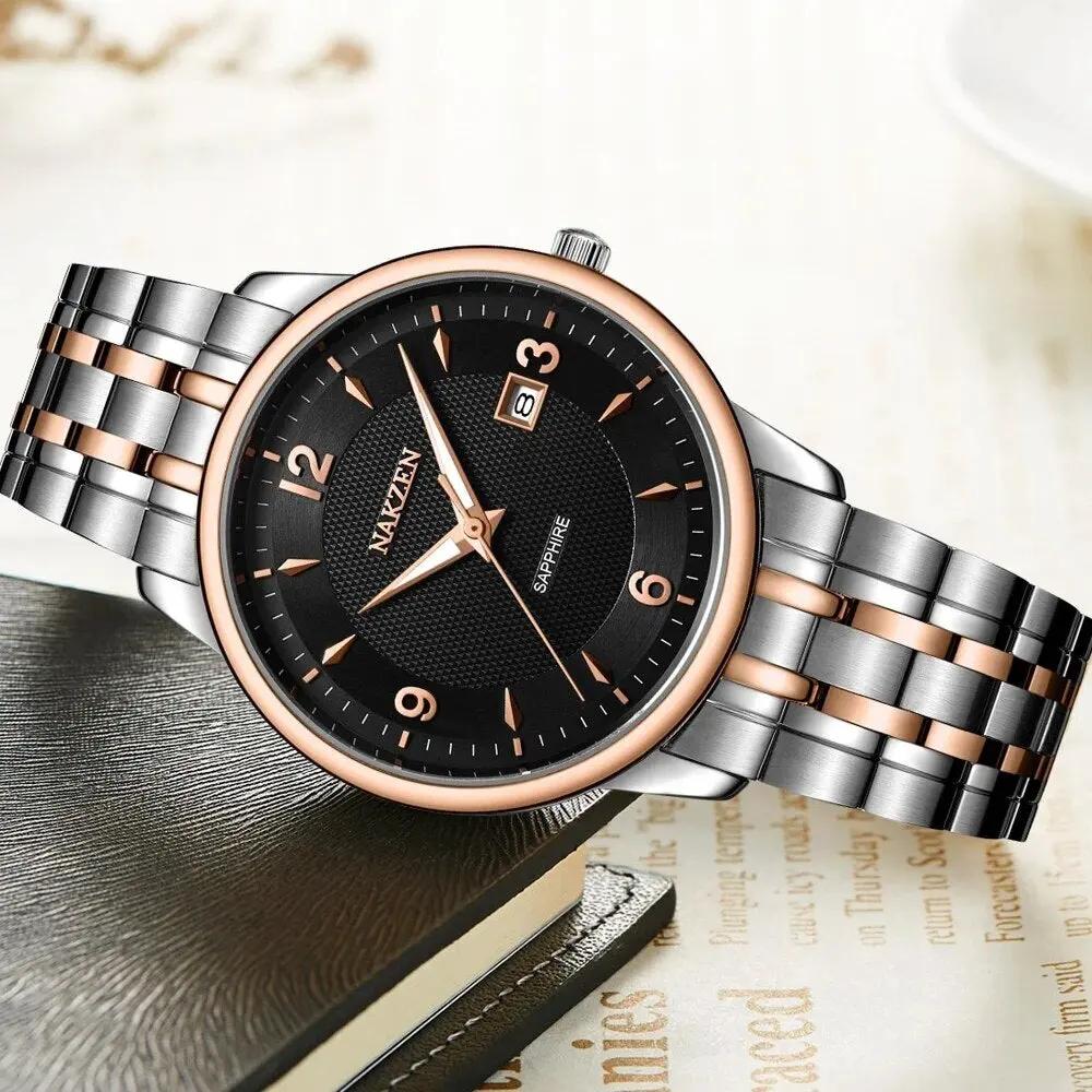 NAKZEN Men Watches Top Brand Luxury Clock Male Stainless Steel Casual Quartz Watch Mens Sports Wristwatch relogio masculino 4047 by MEGIR WATCH GROUP