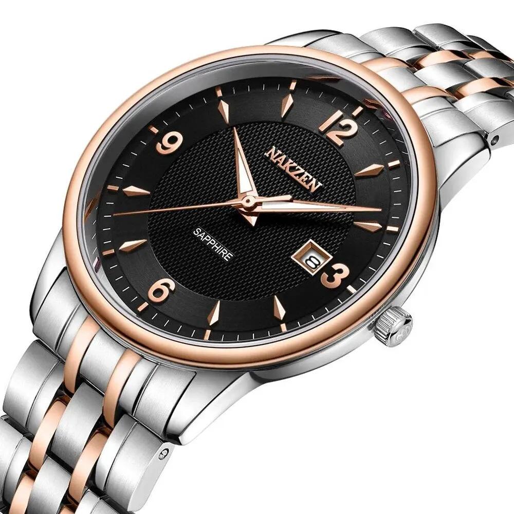 NAKZEN Men Watches Top Brand Luxury Clock Male Stainless Steel Casual Quartz Watch Mens Sports Wristwatch relogio masculino 4047 by MEGIR WATCH GROUP