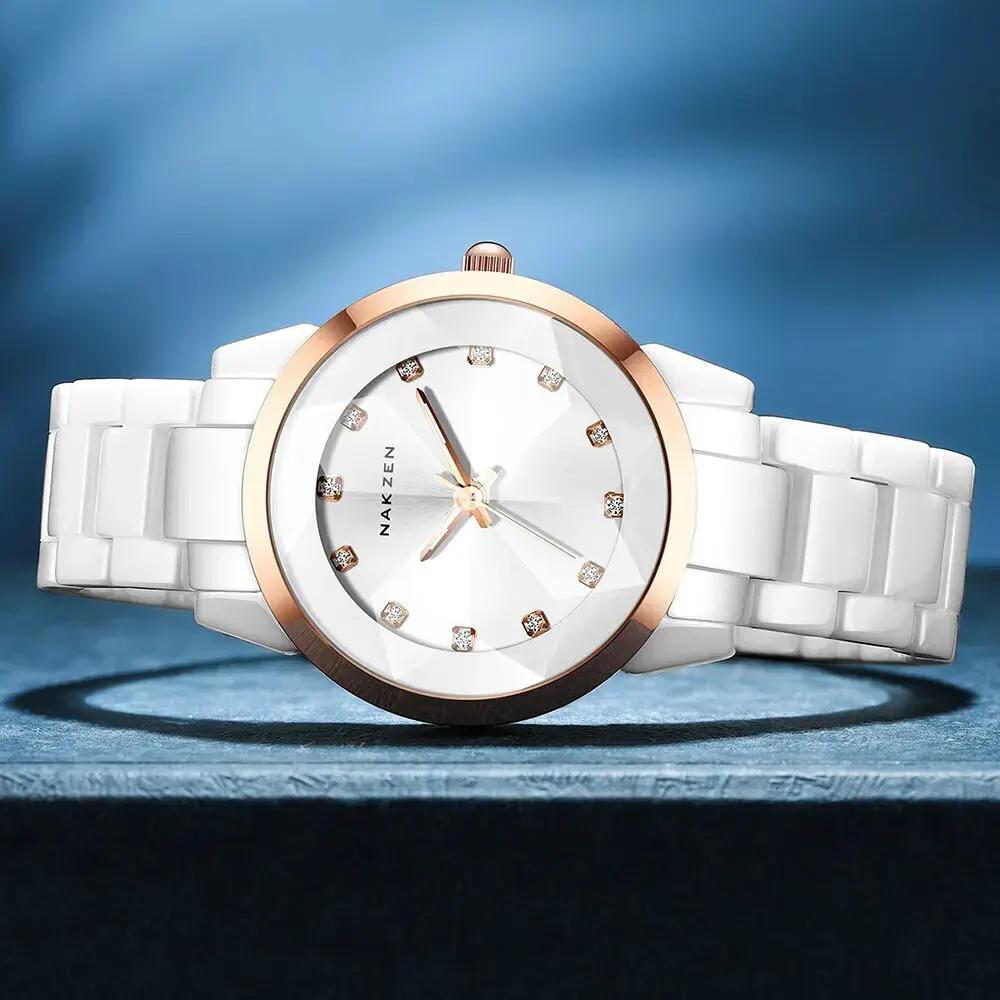 NAKZEN Women Watches Reloj Mujer Fashion Casual Ladies Bracelet Colorful Ceramic Watch Top Brand Luxury Dress Female Clock 1022 by MEGIR WATCH GROUP