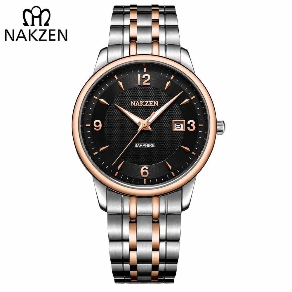 NAKZEN Men Watches Top Brand Luxury Clock Male Stainless Steel Casual Quartz Watch Mens Sports Wristwatch relogio masculino 4047 by MEGIR WATCH GROUP