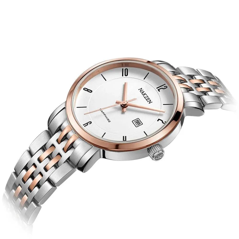 NAKZEN Luxury Tops Brand Women Quartz Wrist watch Ladies Full Steel Waterproof Watches Female Sapphire Designer Dress Watches 4033 by MEGIR WATCH GROUP
