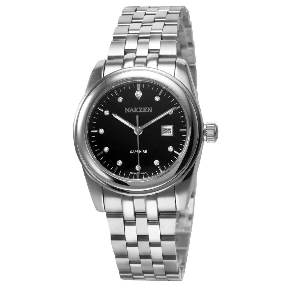NAKZEN Womens Gold Luxury Quartz Diamond Watch Calendar Display Women Full Steel Wrist Watch Female Clock relogio masculino 6012 by MEGIR WATCH GROUP