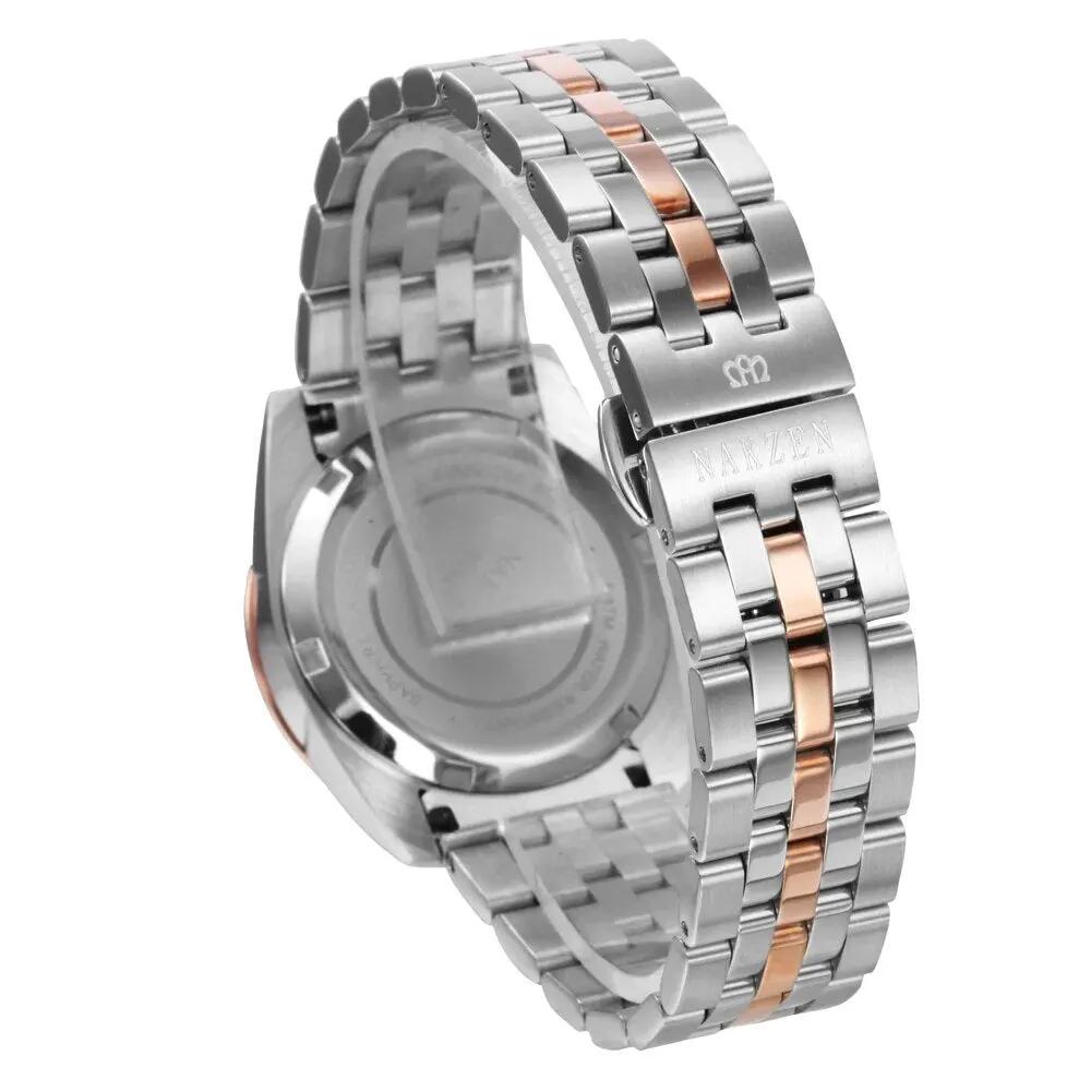 NAKZEN Womens Gold Luxury Quartz Diamond Watch Calendar Display Women Full Steel Wrist Watch Female Clock relogio masculino 6012 by MEGIR WATCH GROUP