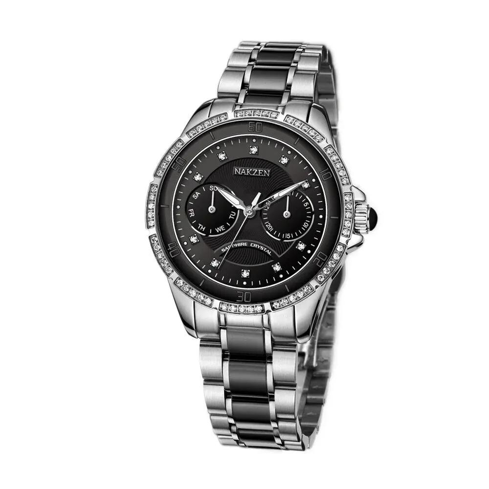 NAKZEN Women Fashion Ceramic Quartz Watch Ladies Casual Dress Diamond Watches Luxury Brand Wristwatches Feminino Montre Relogio 6012 by MEGIR WATCH GROUP