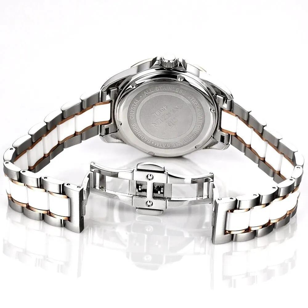 NAKZEN Women Fashion Ceramic Quartz Watch Ladies Casual Dress Diamond Watches Luxury Brand Wristwatches Feminino Montre Relogio 6012 by MEGIR WATCH GROUP