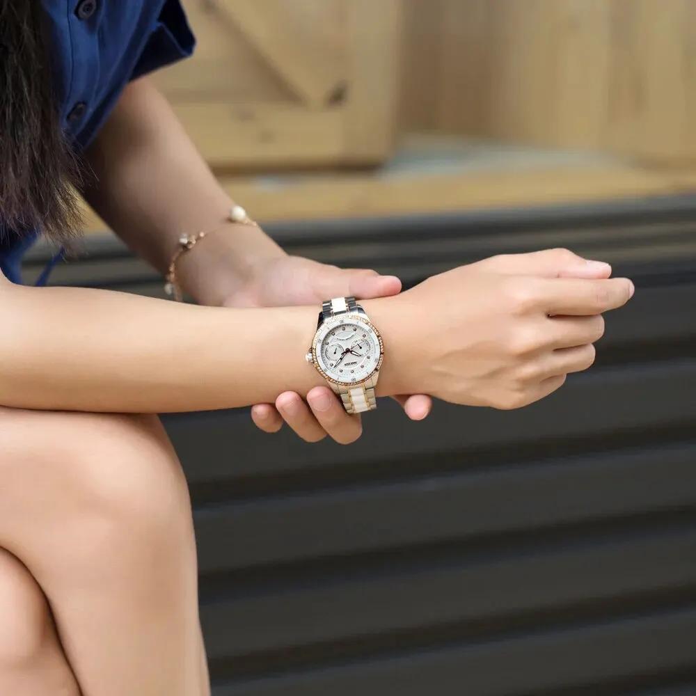 NAKZEN Women Fashion Ceramic Quartz Watch Ladies Casual Dress Diamond Watches Luxury Brand Wristwatches Feminino Montre Relogio 6012 by MEGIR WATCH GROUP
