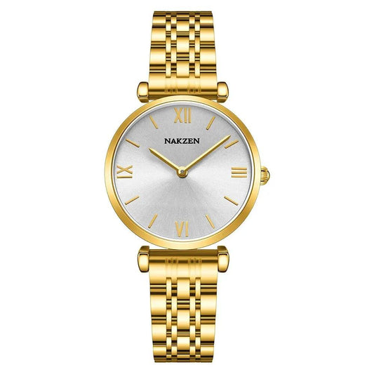 NAKZEN Luxury Crystal Watch Women Waterproof Rose Gold Steel Strap Ladies Wrist Watches Top Brand Bracelet Clock Relogio Feminino 4153 by MEGIR WATCH GROUP