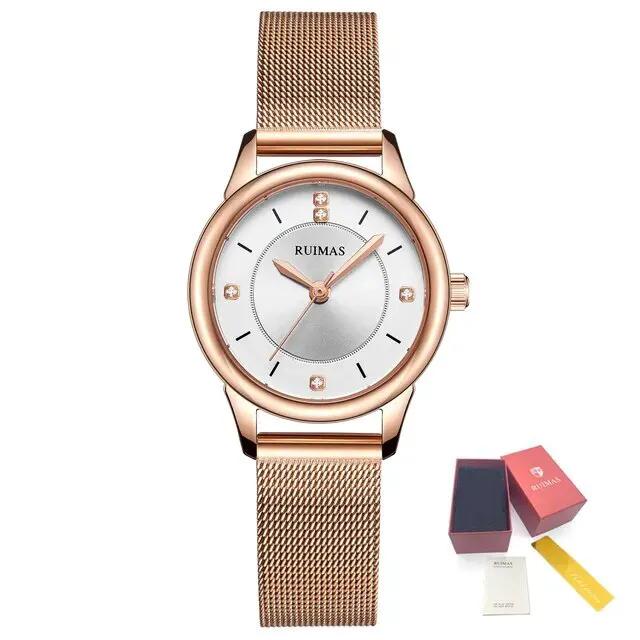 RUIMAS Women Watches Luxury Fashion Female Quartz Watch Steel Mesh Ladies Wristwatch Elegant Dress Clock Relogio Feminino 6779 by MEGIR WATCH GROUP