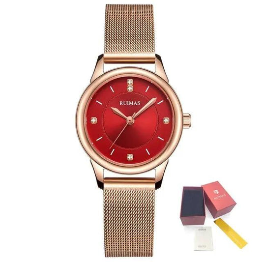 RUIMAS Women Watches Luxury Fashion Female Quartz Watch Steel Mesh Ladies Wristwatch Elegant Dress Clock Relogio Feminino 6779 by MEGIR WATCH GROUP