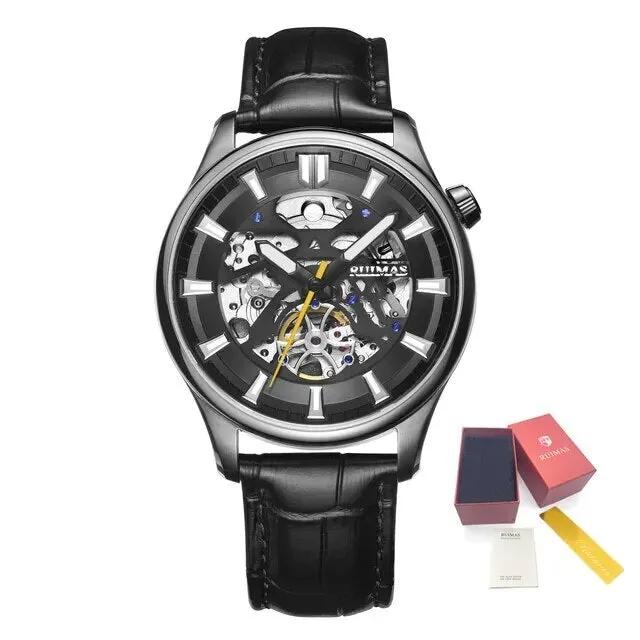 RUIMAS Men Mechanical Wristwatch Fashion Casual Leather Band Watch Luxury Sport Wrist Watch Chronograph Luminous Man Clock 6770 by MEGIR WATCH GROUP