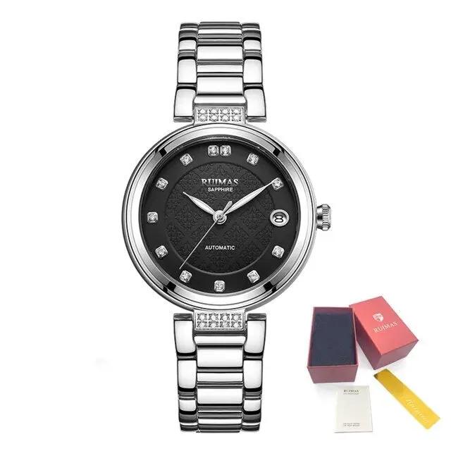 RUIMAS Women Automatic Mechanical Watch Steel Strap Ladies Business Wrist Watch Fashion Waterproof Date Clock Montre Femme 6756 by MEGIR WATCH GROUP