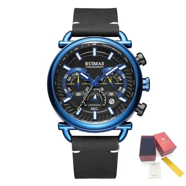 RUIMAS Men Luxury Sport Watches Leather Bracelet Quartz Wristwatch Luminous Clock Watch Calendar Relogio Masculino 585 by MEGIR WATCH GROUP