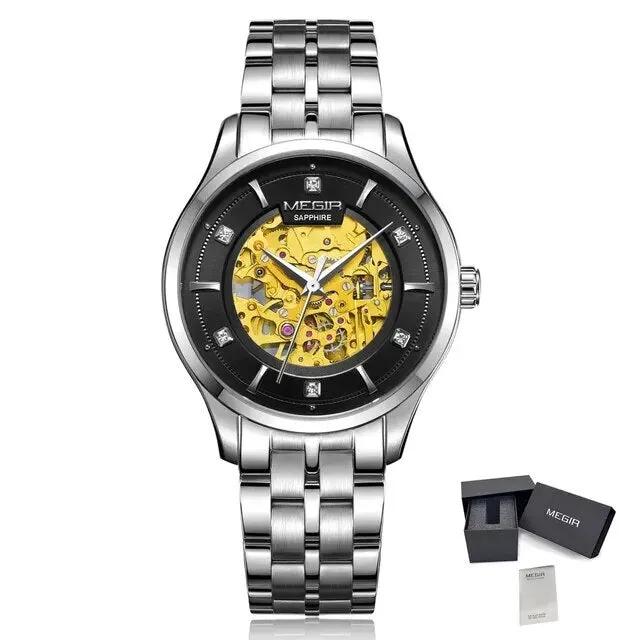 MEGIR Luxury Men Watches Waterproof Automatic Mechanical Watch Stainless Steel Sapphire Gold Business WristWatch Reloj Hombre 62058 by MEGIR WATCH GROUP