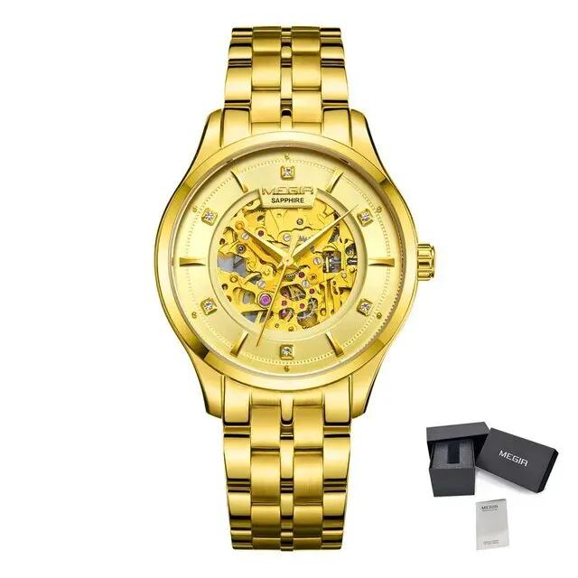 MEGIR Luxury Men Watches Waterproof Automatic Mechanical Watch Stainless Steel Sapphire Gold Business WristWatch Reloj Hombre 62058 by MEGIR WATCH GROUP