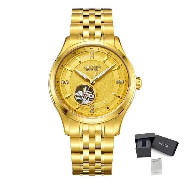 MEGIR Top Brand Luxury Business Watch Men Stainless Steel Waterproof Automatic Mechanical WristWatch Clock Big Dial Montre Homme 62055 by MEGIR WATCH GROUP