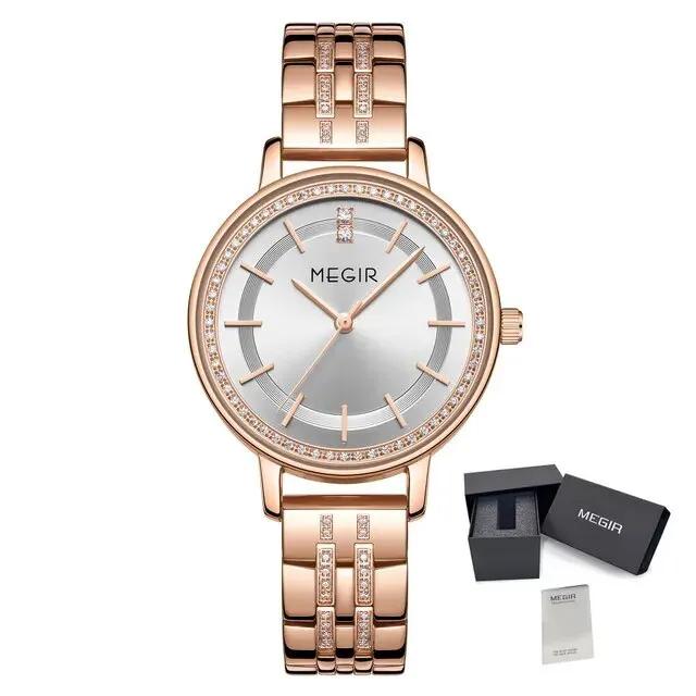 MEGIR Luxury Watches for Women Stainless Steel Dress Clock Fashion Elegant Wristwatch Quartz Watch Ladies Clock Reloj Mujer 7012 by MEGIR WATCH GROUP