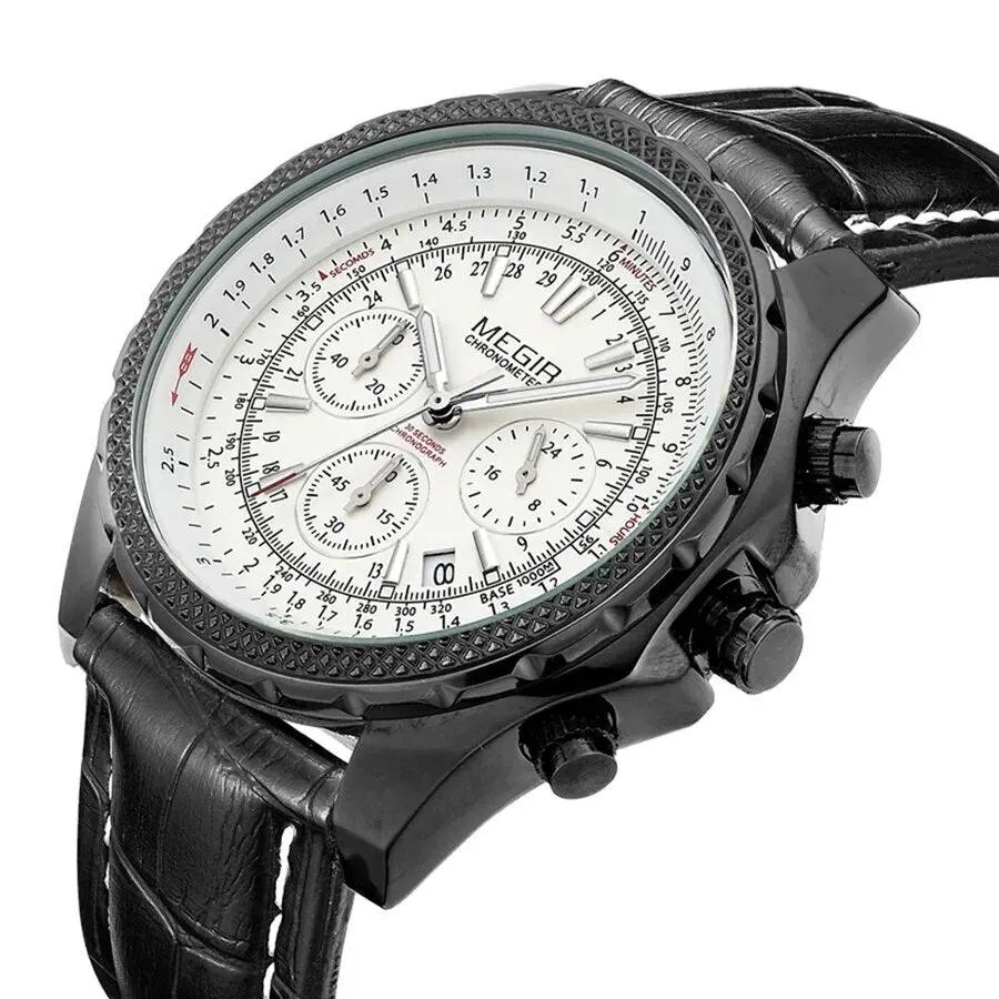 MEGIR Luxury Quartz Wristwatches Fashion Casual Leather Strap Men Sports Watch Large Dial Chronograph Date Clock Montre Homme 2007 by MEGIR WATCH GROUP