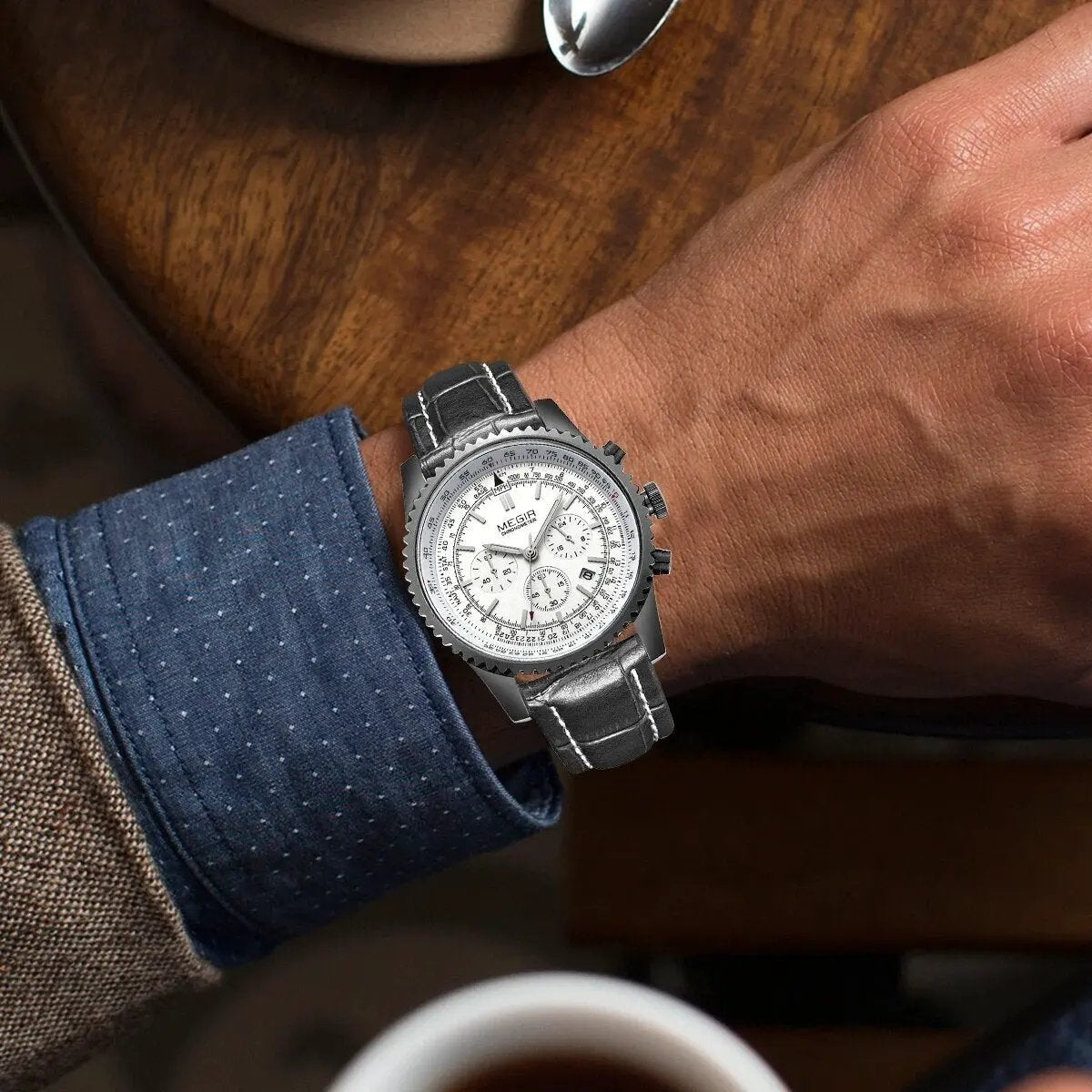 MEGIR Fashion Leather Strap Quartz Watches Waterproof Luminous Men Casual Sport Wristwatch Date Clock Chronograph Reloj Hombre 2009 by MEGIR WATCH GROUP