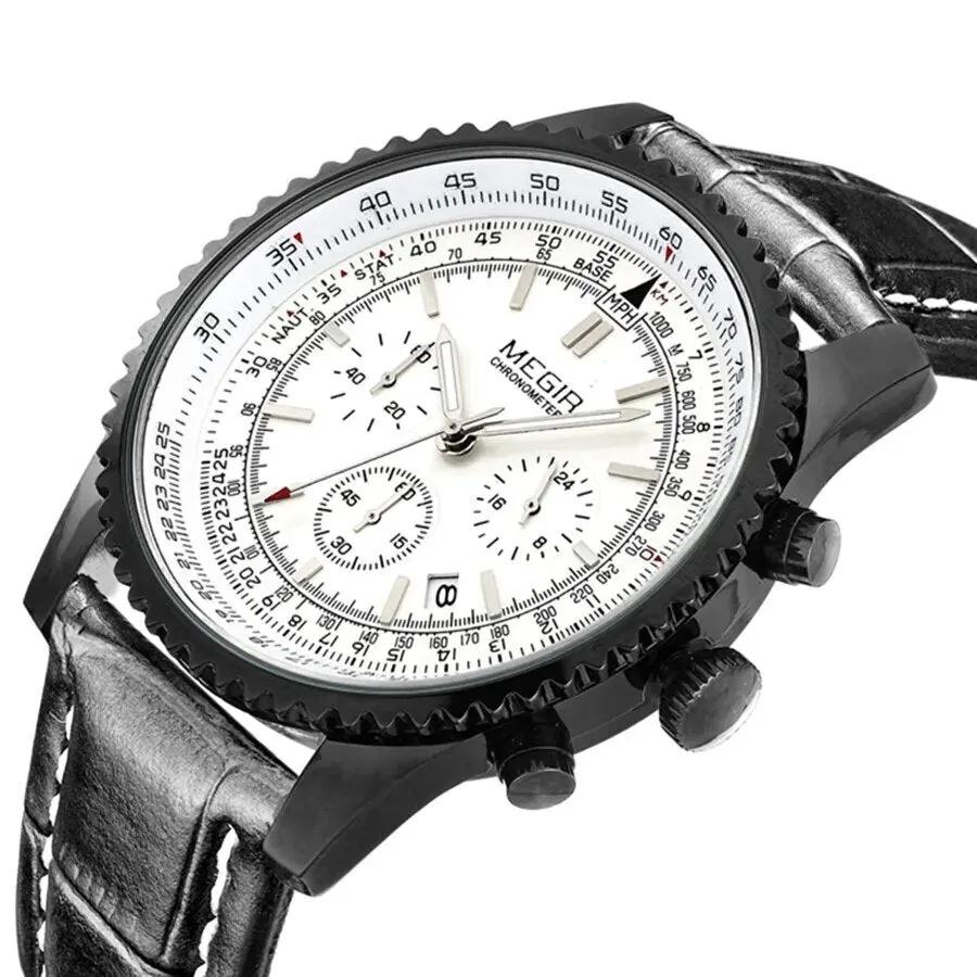 MEGIR Fashion Leather Strap Quartz Watches Waterproof Luminous Men Casual Sport Wristwatch Date Clock Chronograph Reloj Hombre 2009 by MEGIR WATCH GROUP