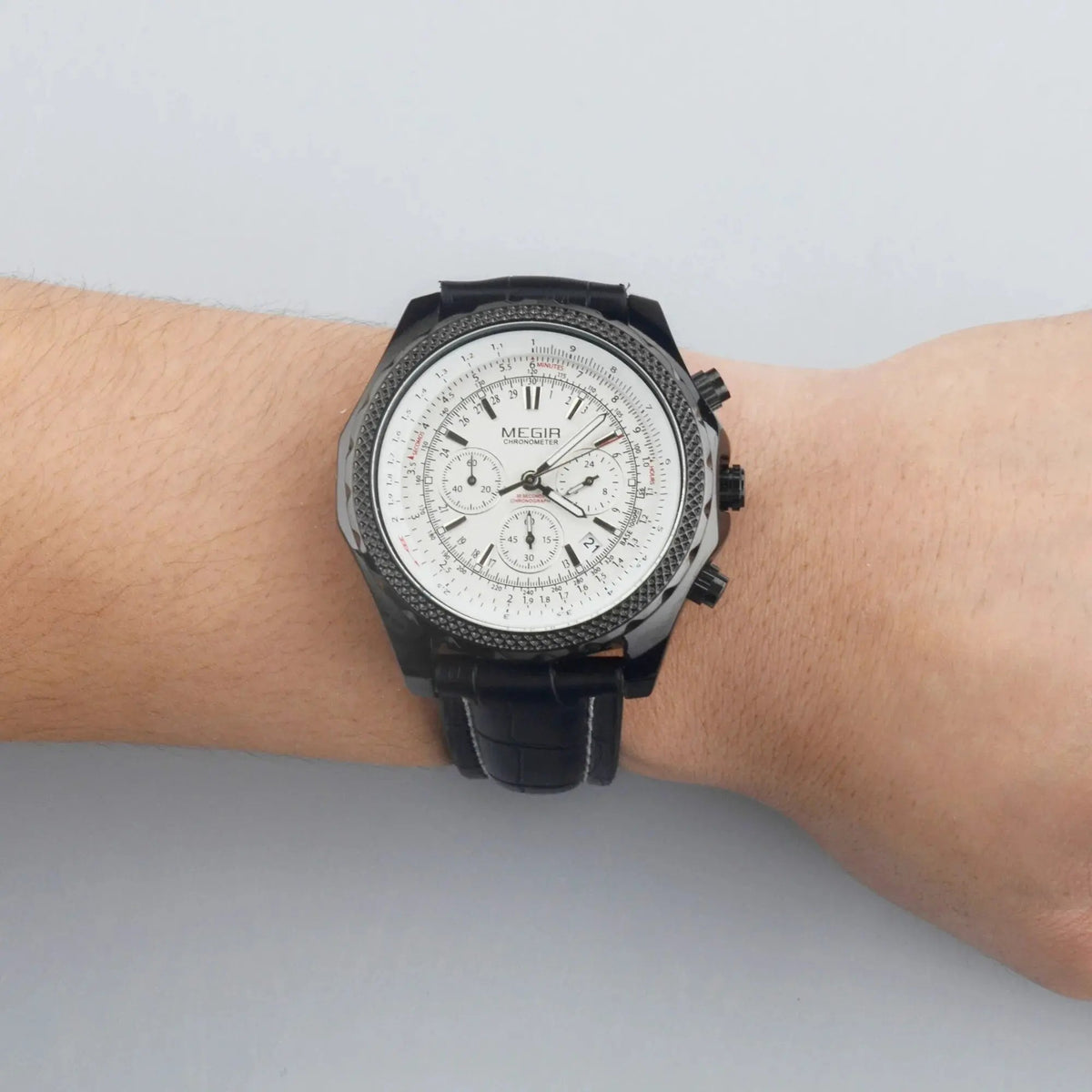 MEGIR Luxury Quartz Wristwatches Fashion Casual Leather Strap Men Sports Watch Large Dial Chronograph Date Clock Montre Homme 2007 by MEGIR WATCH GROUP