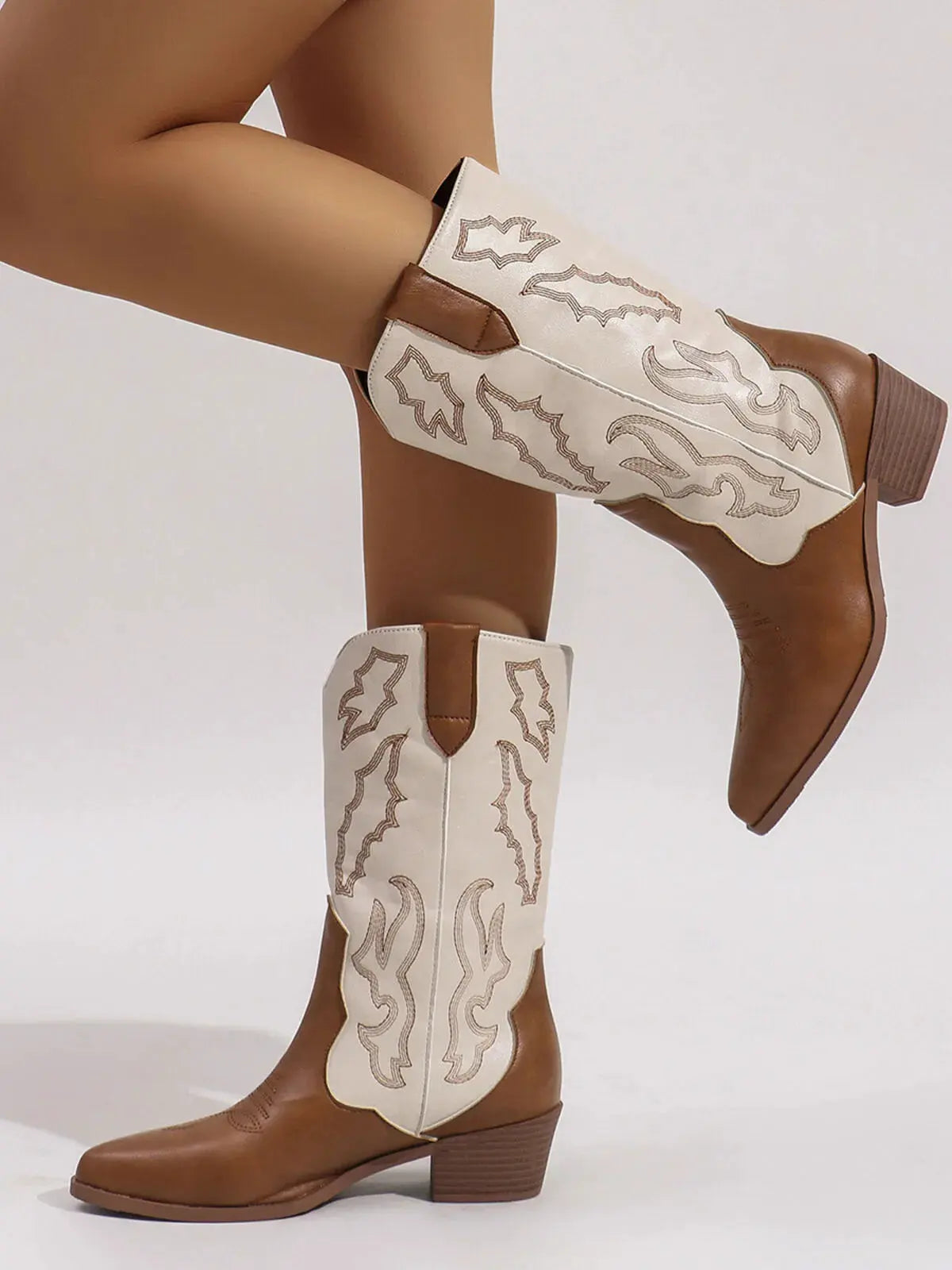 Point Toe Block Heels Boots by Partner Label