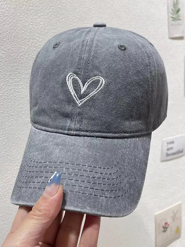 Washed Heart Embroidered Baseball Cap by Partner Label