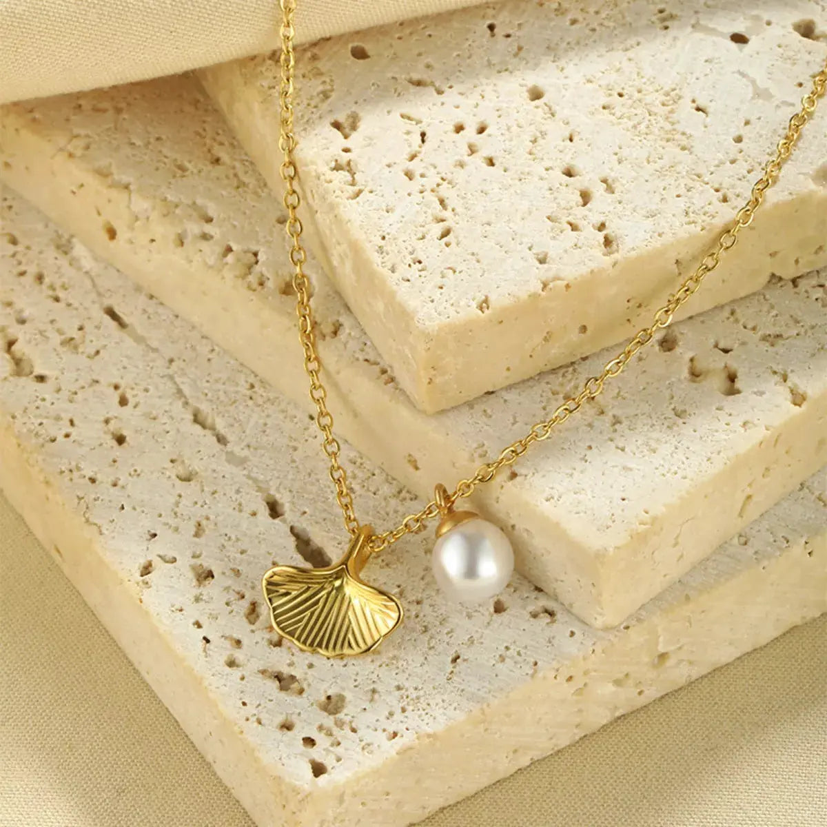 Pearl & Shell Pendant Necklace by Partner Labels