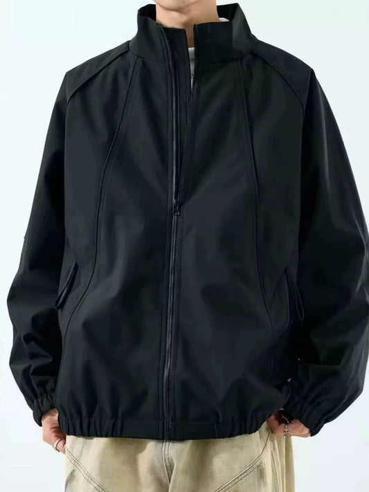 Men's Plus Size Zip Up Raglan Sleeve Jacket by Trendsi