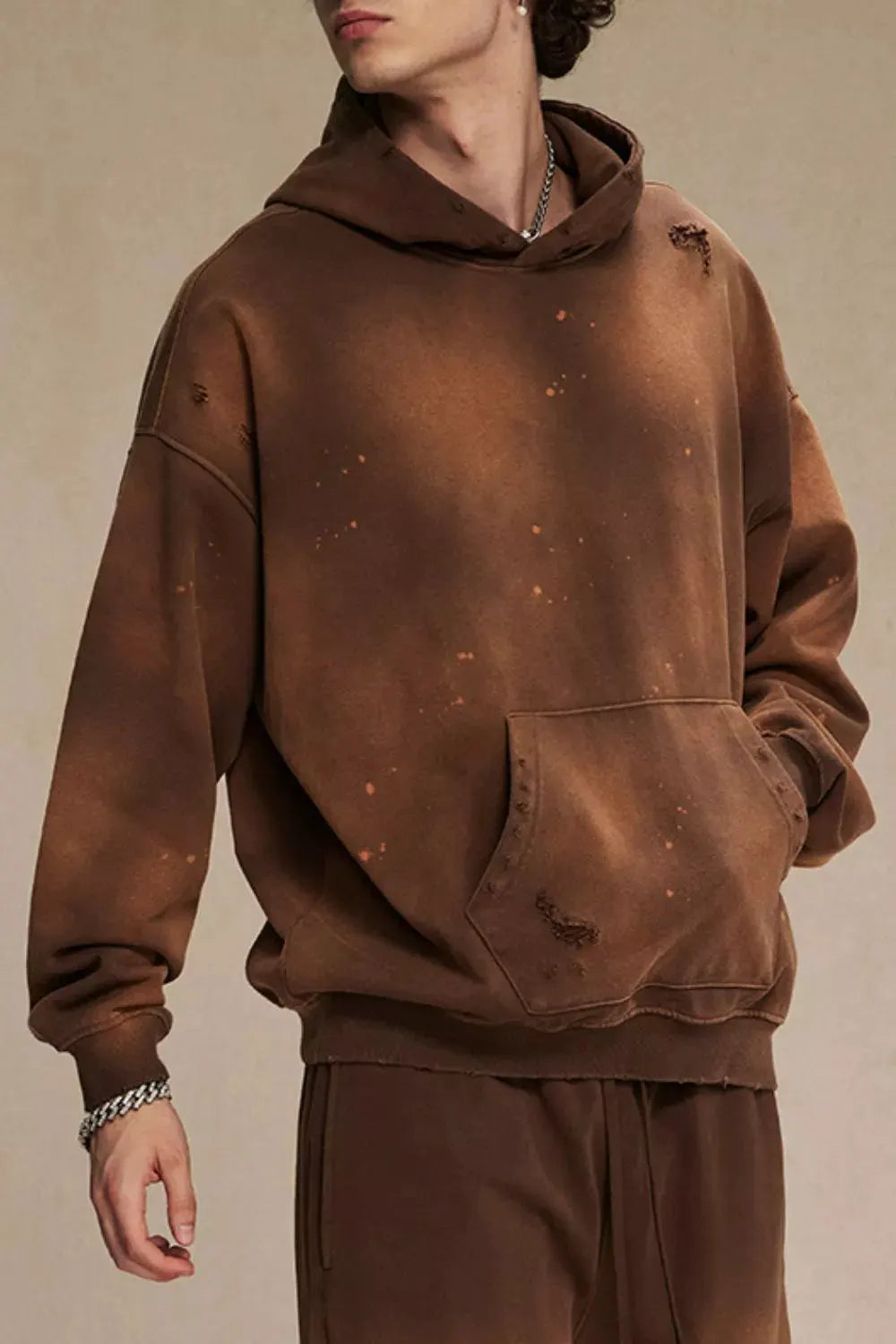 Men's Plus Size Drawstring Kangaroo Pocket Hoodie by Trendsi