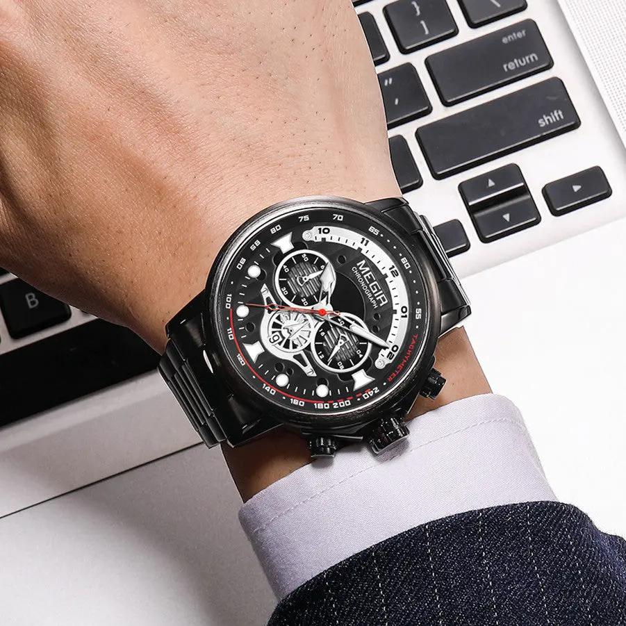 MEGIR Luxury Men Watches Stainless Steel Quartz Wristwatches Fashion Men Business Watch Clock Male Chronograph Relogio Masculino 2223 by MEGIR WATCH GROUP