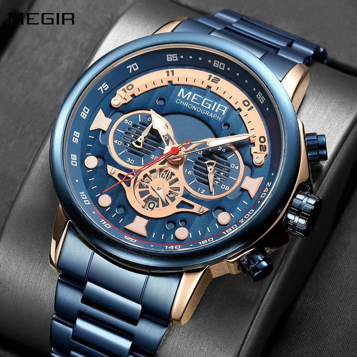 MEGIR Luxury Men Watches Stainless Steel Quartz Wristwatches Fashion Men Business Watch Clock Male Chronograph Relogio Masculino 2223 by MEGIR WATCH GROUP