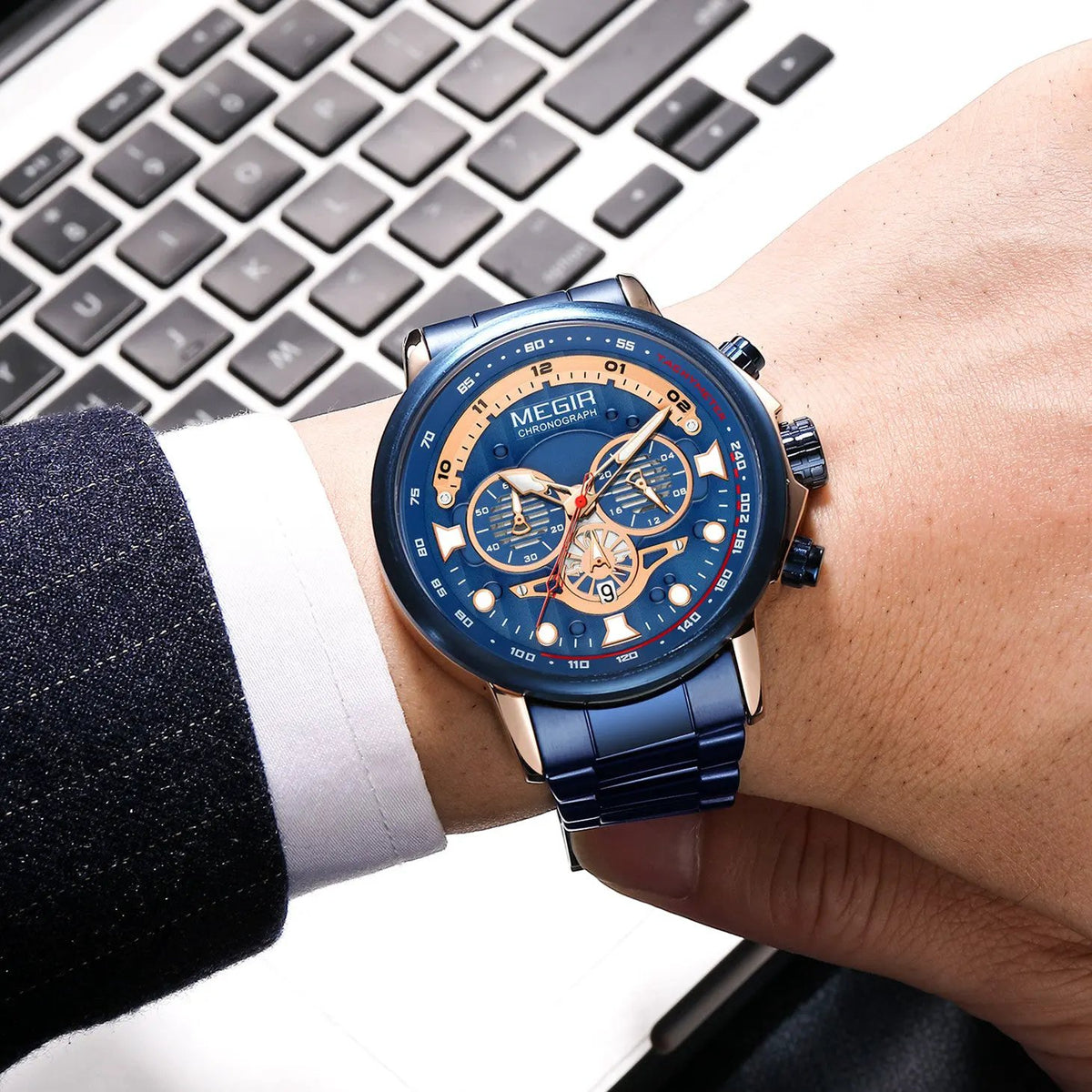 MEGIR Luxury Men Watches Stainless Steel Quartz Wristwatches Fashion Men Business Watch Clock Male Chronograph Relogio Masculino 2223 by MEGIR WATCH GROUP