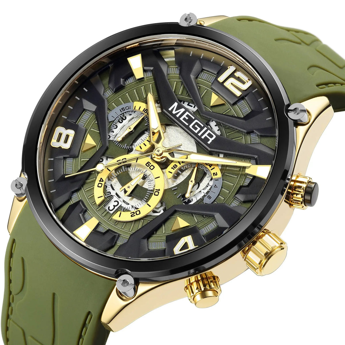 MEGIR Chronograph Luxury Men Quartz Military Watches Silicone Strap Waterproof Man Sport Wristwatch Date Clock Reloj Hombre 2222 by MEGIR WATCH GROUP