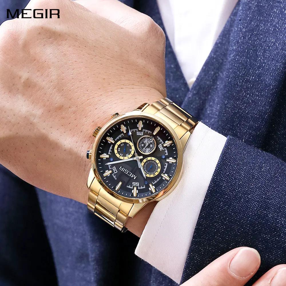 MEGIR Luxury Watch Mens Business Watches Calendar Stainless Steel Quartz Wrist Watch Clock Casual Chronograph Relogio Masculino 2220 by MEGIR WATCH GROUP