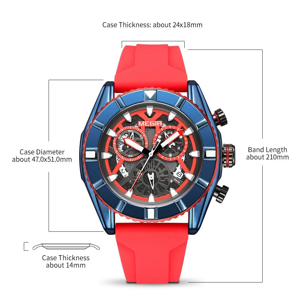MEGIR Fashion Military Sports Watches for Men Silicone Waterproof Quartz Wristwatches with Chronograph Clock Date 24-hour 2209 by MEGIR WATCH GROUP