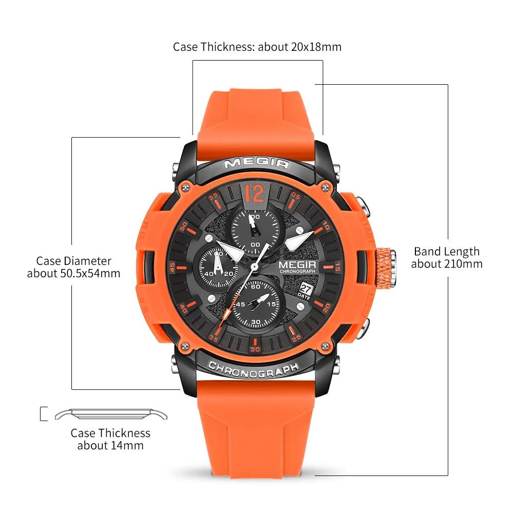 MEGIR Fashion Military Watch for Men Silicone Strap Sport Quartz Chronograph Waterproof Male Clock Wristwatch Reloj Hombre 2208 by MEGIR WATCH GROUP