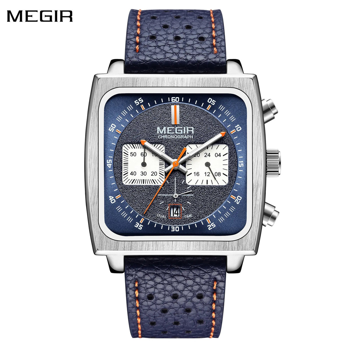 MEGIR Watches for Men Luxury Black Sports Casual Chronograph Waterproof Calendar Square Dial Wristwatches with Date Clock 2182 by MEGIR WATCH GROUP