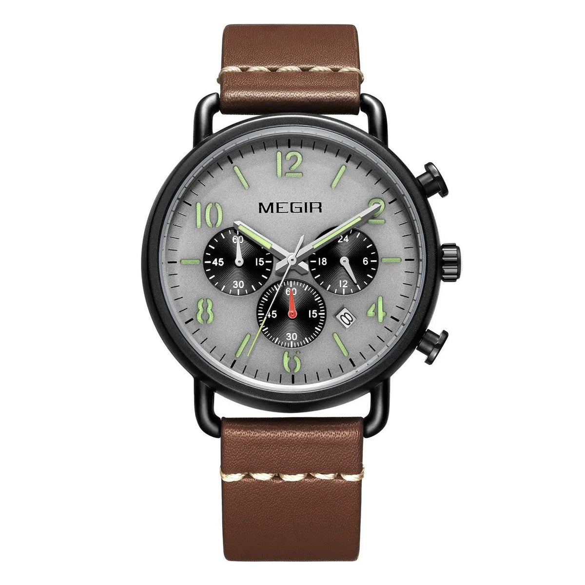 MEGIR Fashion Mens Watches Luxury Sport Quartz Wrist Watch Steel Mesh Business Casual Watches Calendar Leather Band Man Clock 2158 by MEGIR WATCH GROUP