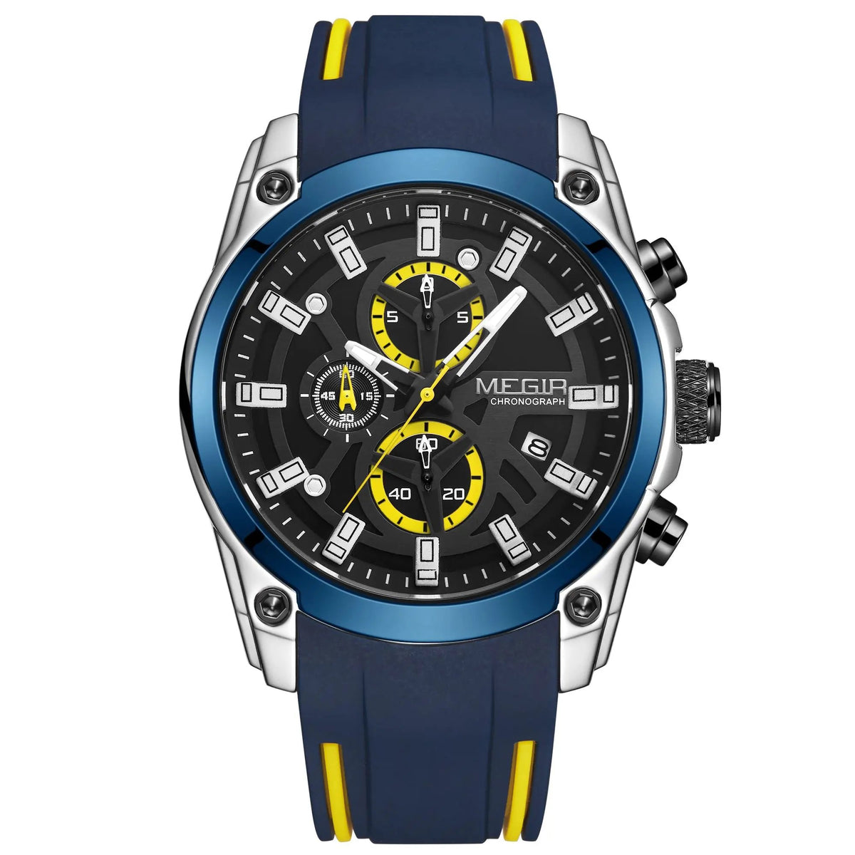 MEGIR Original Blue Sport Watches for Men Luxury Chronograph Man Military Quartz Wristwatch Clock Luminous Big Dial Reloj Hombre 2144 by MEGIR WATCH GROUP