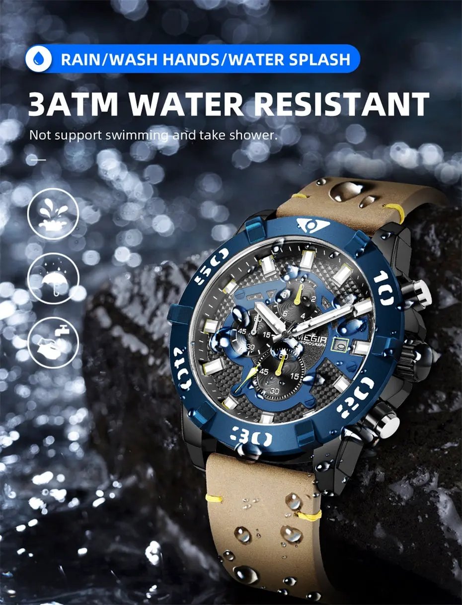 MEGIR Men Watches Fashion Luxury Big Dial Sports Watches Waterproof Quartz Wristwatch Chronograph Man Casual Luminous Clock 2136 by MEGIR WATCH GROUP
